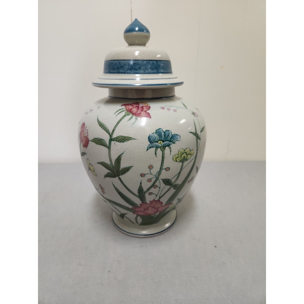 Andrea By Sadek Hand Painted Fleurs De Chantilly Ginger Jar Vase Made in Japan